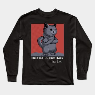 British Shorthair - Cute Cartoon Cat Comic Cats Long Sleeve T-Shirt